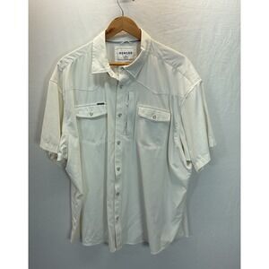 Poncho Outdoors Mens XXL Reg. Short Sleeve Ivory Western Snap Fishing Shirt